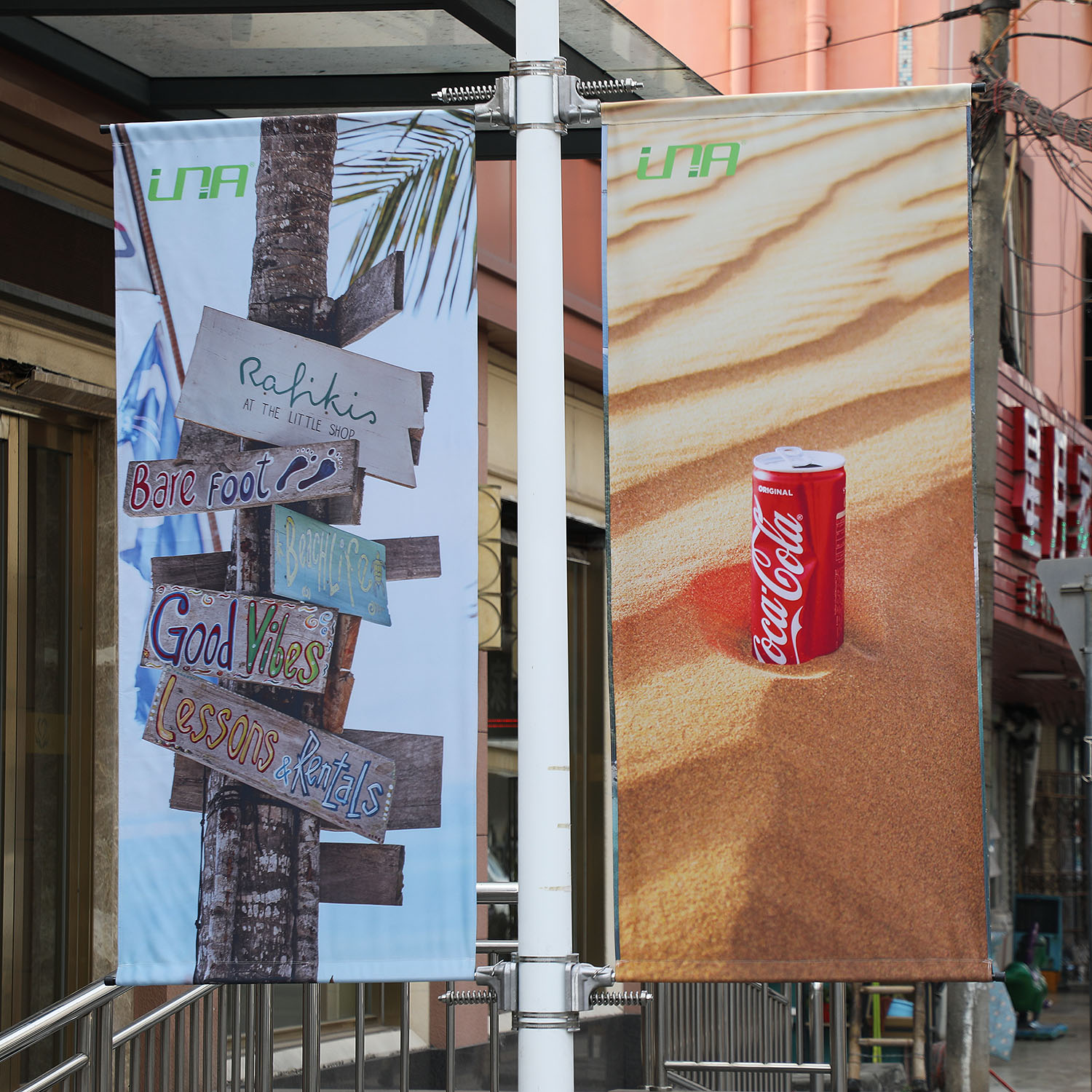 Poste de luz resistente al viento, publicidad, poste de calle, abrazadera para pancarta