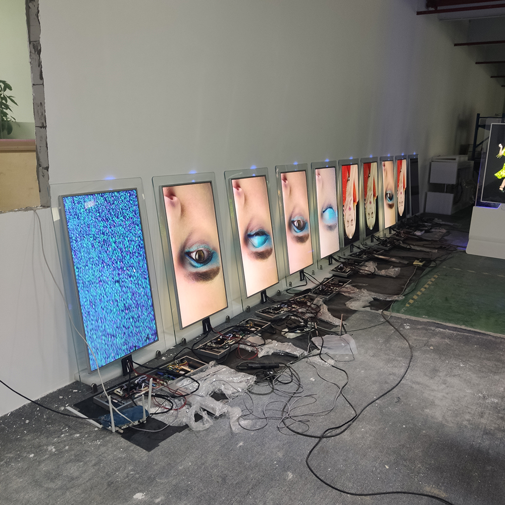 Pantalla de visualización industrial LCD de vidrio vertical de dos caras