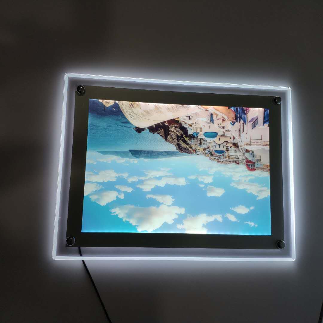 Caja de luz LED acrílica de cristal para interiores con película retroiluminada