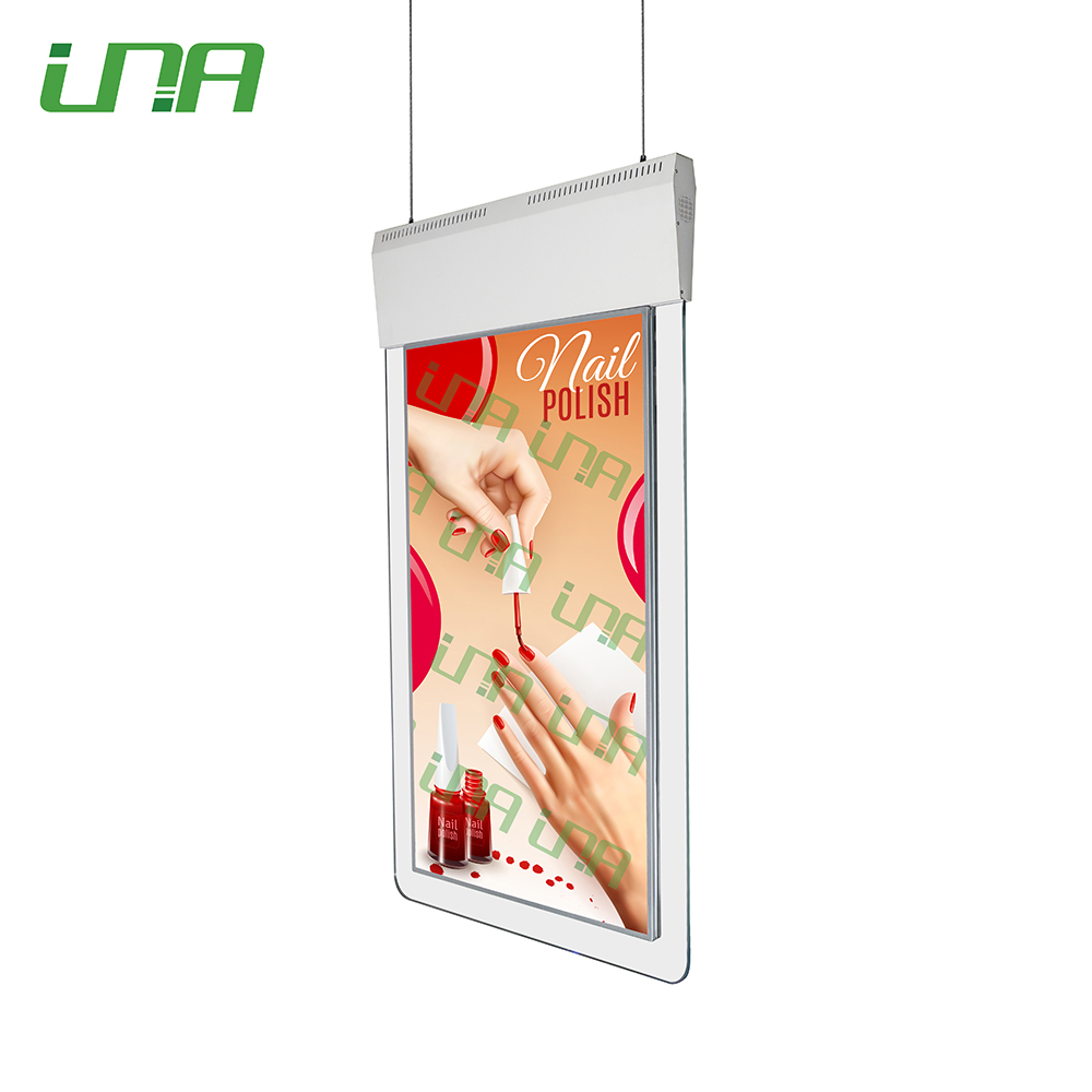 Pantalla digital LCD de doble cara de vidrio para colgar en interiores 